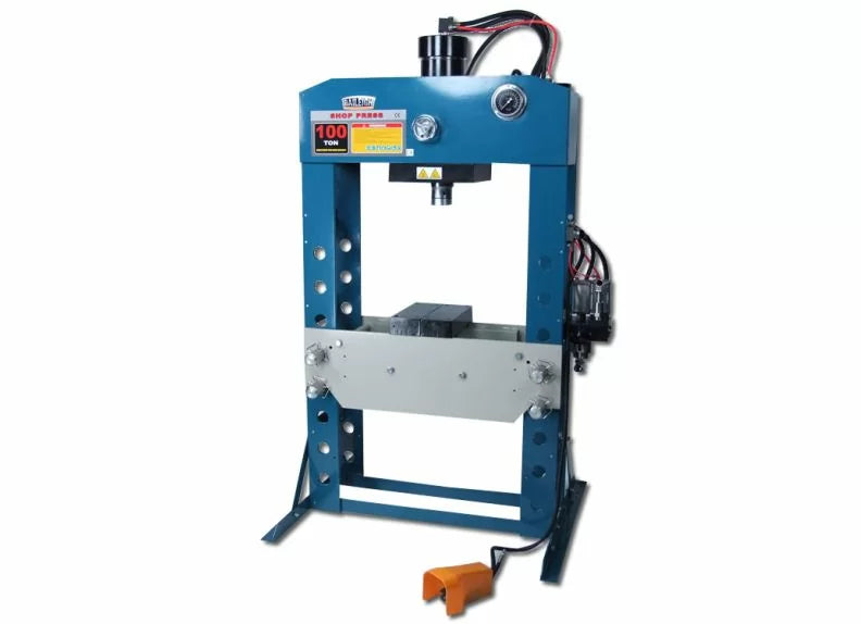 Baileigh Part Number HSP-100A; 100 Ton Air/Hand Operated H-Frame Press, 11-3/4" Stoke, CE Approved