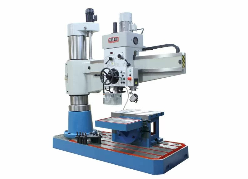 Baileigh Part Number RD-1600H-VS; 220V 3Ø Hydraulic Variable Speed Radial Drill, MT5 Spindle, Quick Change Tool Set and Rotary Axis