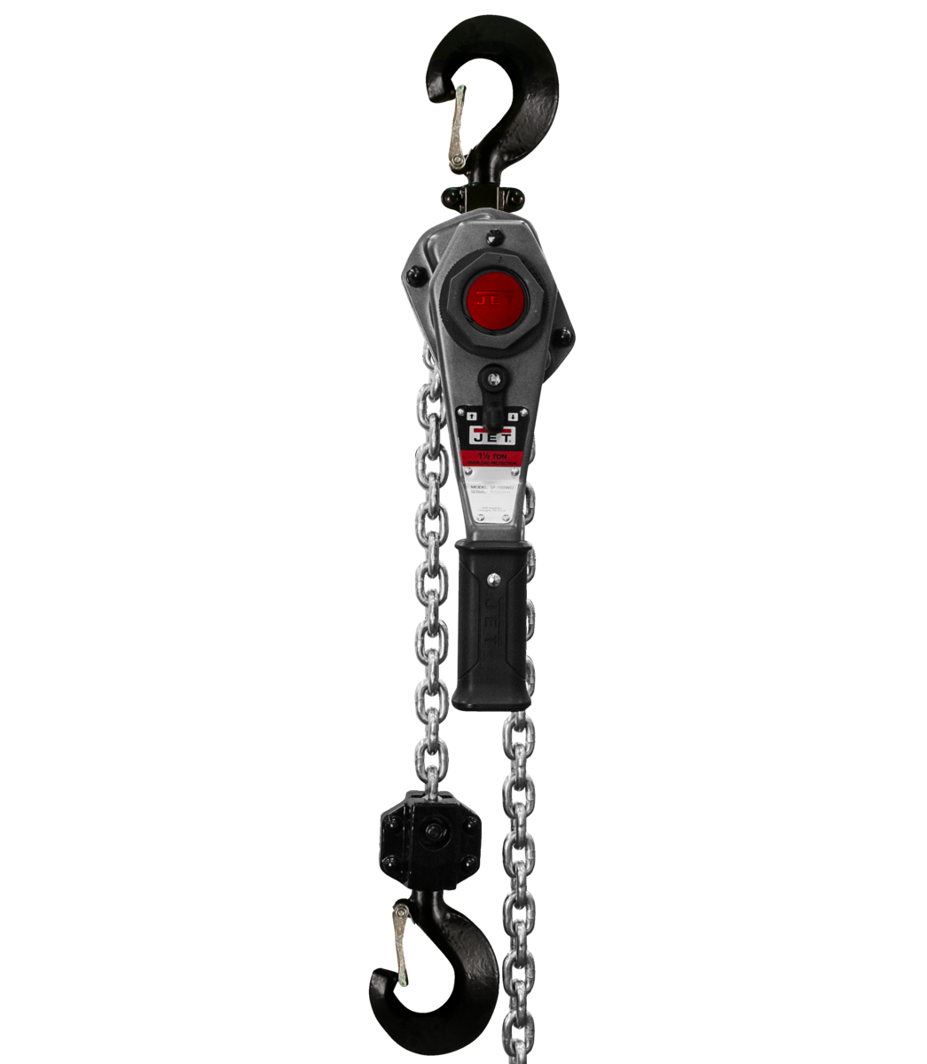 JLH-150-15PSH, JLH Series 1-1/2 Ton Lever Hoist, 15' Lift with Overload Protection & Shipyard Hooks
