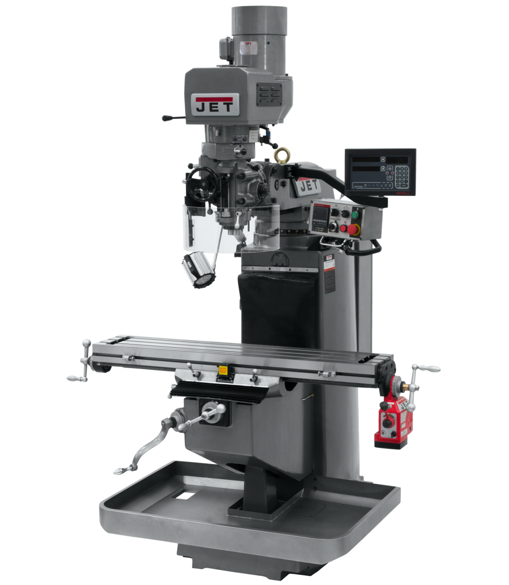 JTM-949EVS Mill With 3-Axis Newall DP700 DRO (Knee) With X-Axis Powerfeed