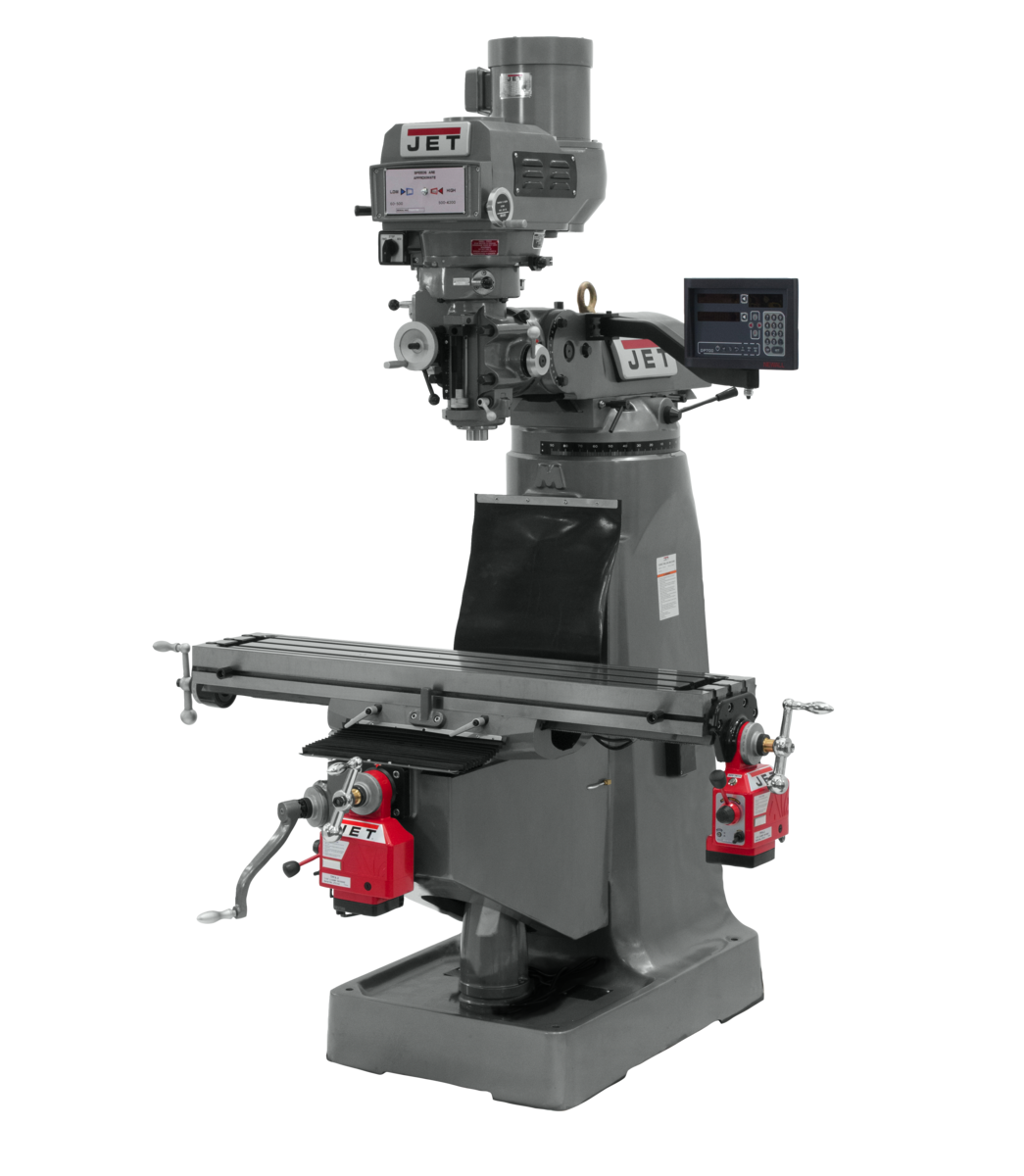 JTM-4VS Mill With 3-Axis Newall DP700 DRO (Quill) With X and Y-Axis Powerfeeds