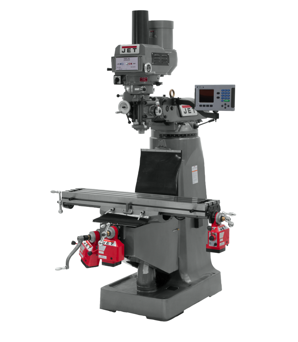 JTM-4VS Mill With 3-Axis ACU-RITE 203 DRO (Quill), X, Y and Z-Axis Powerfeeds With Power Drawbar