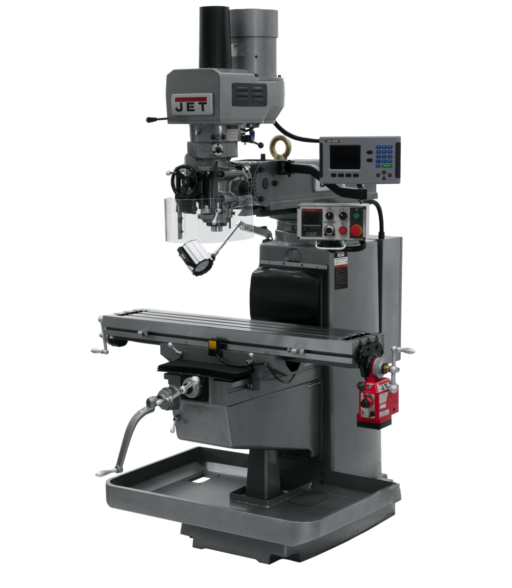 JTM-1050EVS2/230 Mill With 3-Axis Acu-Rite 203 DRO (Quill) With X-Axis Powerfeed and Air Powered Dr