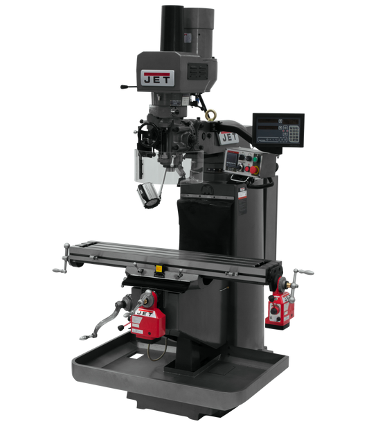 JTM-949EVS Mill With 3-Axis Newall DP700 DRO (Quill) With X and Y-Axis Powerfeeds and Air Powered Draw Bar