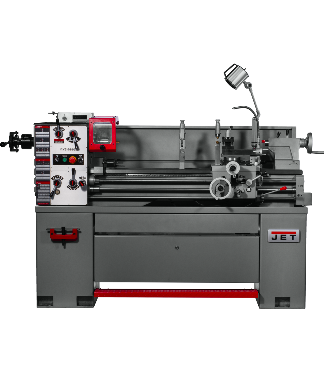 EVS-1440B EVS Lathe with Newall DP700 DRO, Taper Attachment & Collet Closer