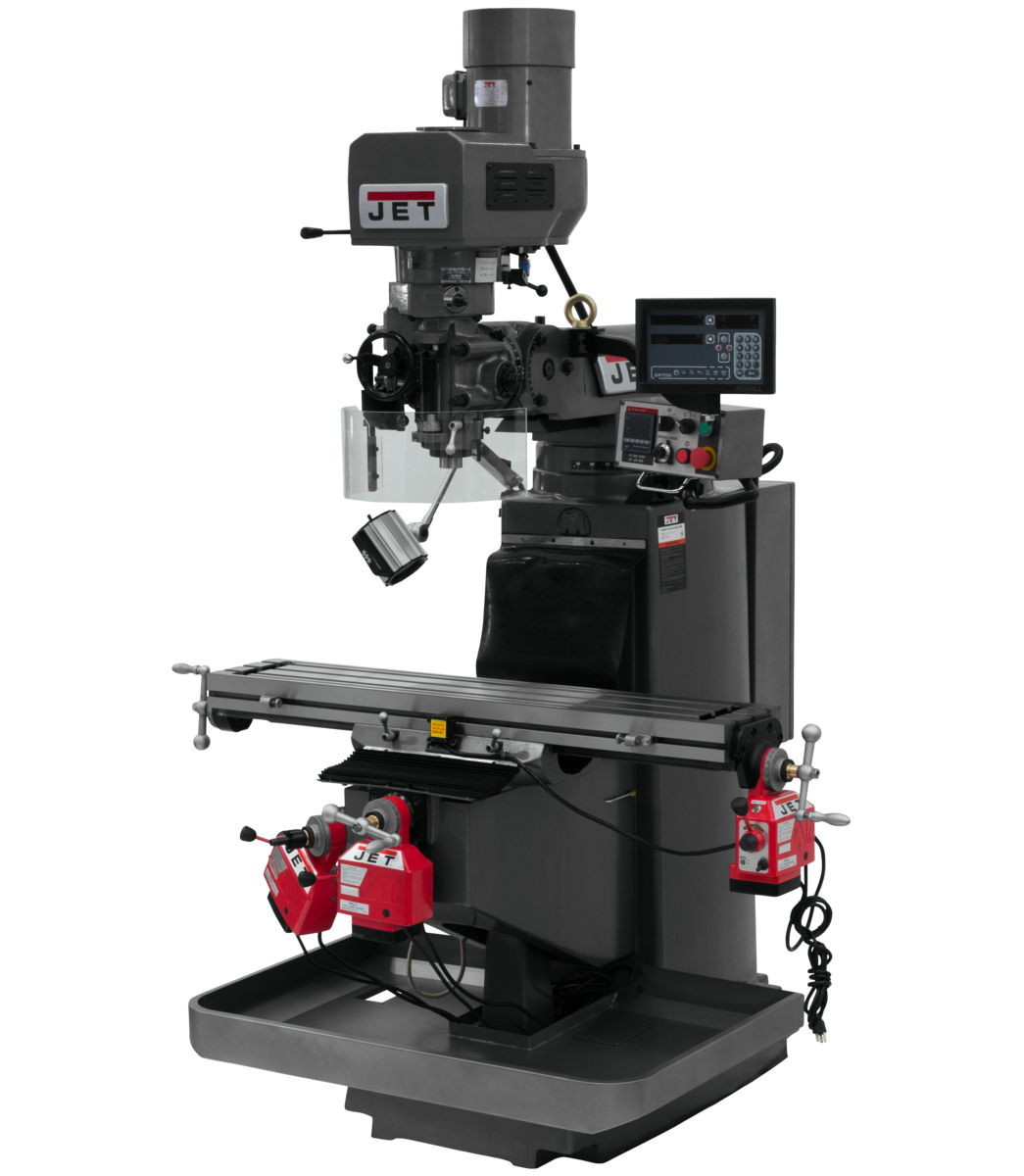 JTM-949EVS Mill With 3-Axis Newall DP700 DRO (Knee) With X, Y and Z-Axis Powerfeeds