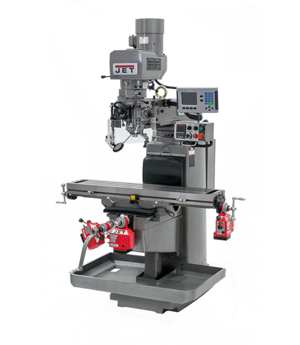 JTM-1050EVS2/230 Mill With 3-Axis Acu-Rite 303 DRO (Knee) With X, Y and Z-Axis Powerfeeds and Air P
