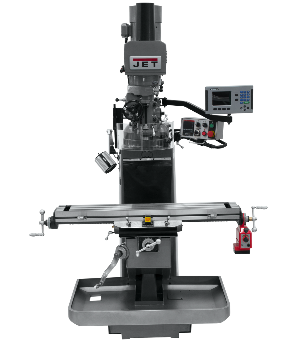 JTM-949EVS Mill With 3-Axis Acu-Rite 203 DRO (Knee) With X-Axis Powerfeed and Air Powered Draw Bar