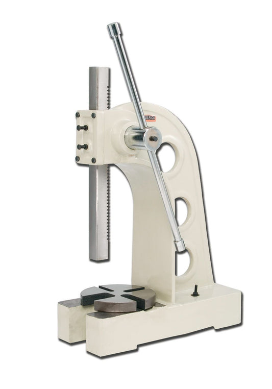 Baileigh Part Number AP-5; Manually Operated 5 Ton Arbor Press.  15-3/4" x 8-3/4" Maximum Opening (Height x Diameter)