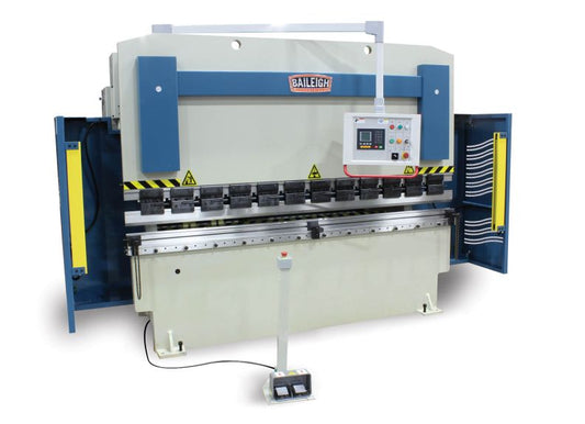 Baileigh Part Number BP-11210CNC; 220V 3Phase 112 Ton, 120" 2 Axis Programmable Hydraulic Press Brake Distance Between Housings is 100"