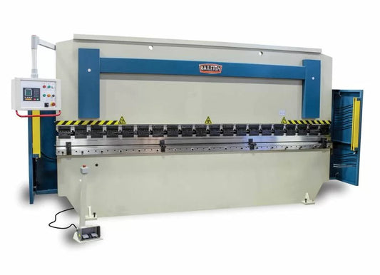 Baileigh Part Number BP-14013CNC; 220V 3Phase 140Ton, 157" 2Axis Programmable Hydraulic Press Brake Distance Between Housings is 124"
