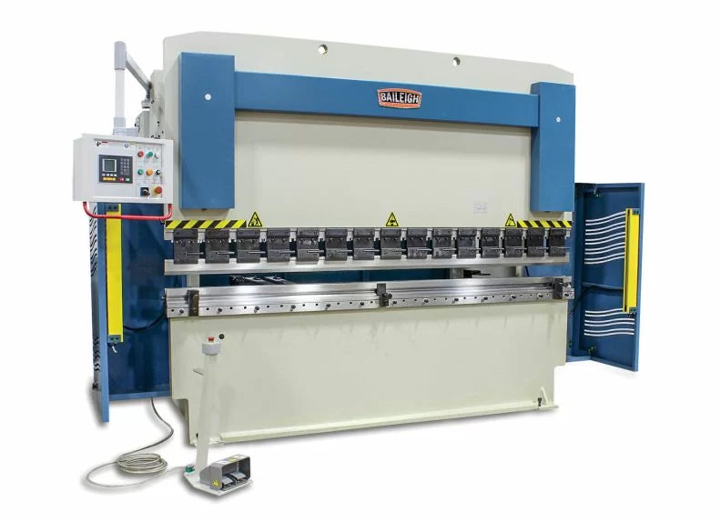 Baileigh Part Number BP-22413CNC; 220V 3Phase 224Ton 157" 2Axis Programmable Hydraulic Press Brake. Distance Between Housings is 120"