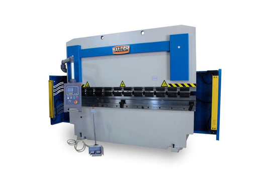Baileigh Part Number BP-7098CNC; 220V 3Phase 70 Ton, 98" 2 Axis Programmable Hydraulic Press Brake. Distance Between Housings is 80"