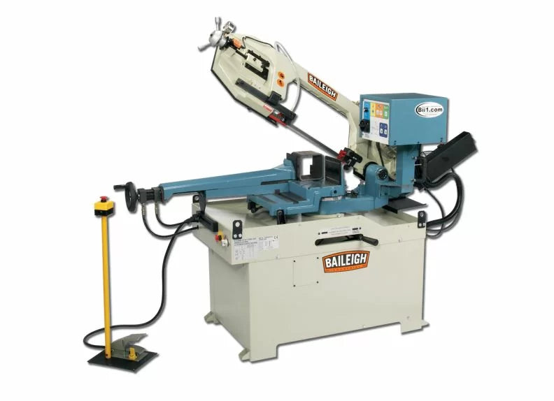 Baileigh Part Number BS-350SA; 220V 1 Phase Dual Mitering Semi-Automatic Metal Cutting Band Saw Variable Speed (66-280 FPM)