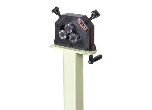 Baileigh Part Number R-M5; Manually Operated Three Roll Ring Roller, Includes Stand, Tooling for Flat