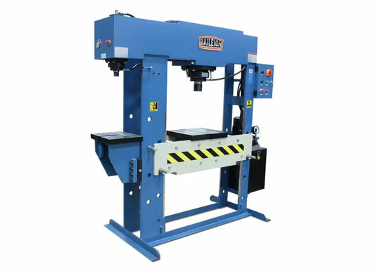 Baileigh Part Number HSP-60M-C; 220V 3Phase 60/15 Ton Hydraulic H-Frame Press, 11.5" Stroke