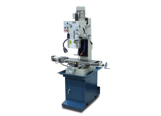 Baileigh Part Number VMD-931G; 110V Gear Driven Mill and Drill, Includes Stand, Coolant System, Work Light, Power X, and R8 Spindle
