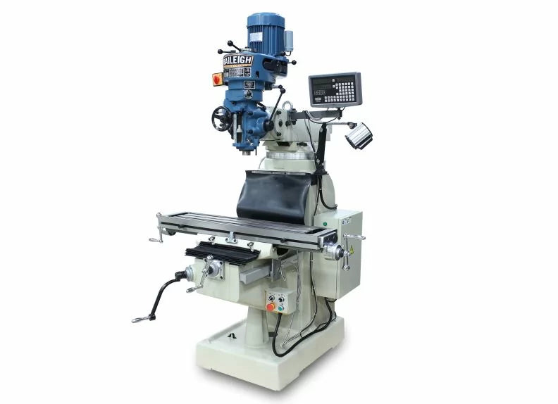 Baileigh Part Number VM-1054E-VS; 220V 3Phase Vertical Mill, 10" x 54" Table, Variable Speed, NT40 Spindle, Coolant, Power Feeds, DRO