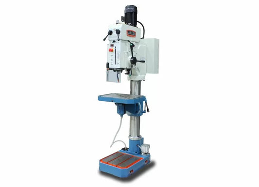 Baileigh Part Number DP-1850G; 220V 3Phase Gear Driven Drill Press. Power Feed, Coolant System, MT4 Spindle