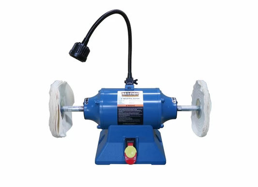 Baileigh Part Number IB-8; 8" Industrial Bench Top Buffer, 110V Includes LED Work Light and Buffing Wheels