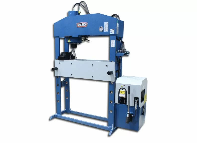 Baileigh Part Number HSP-66M-HD; 220V 3Phase 66 Ton Hydraulic H-Frame Press, 9.84" Stoke