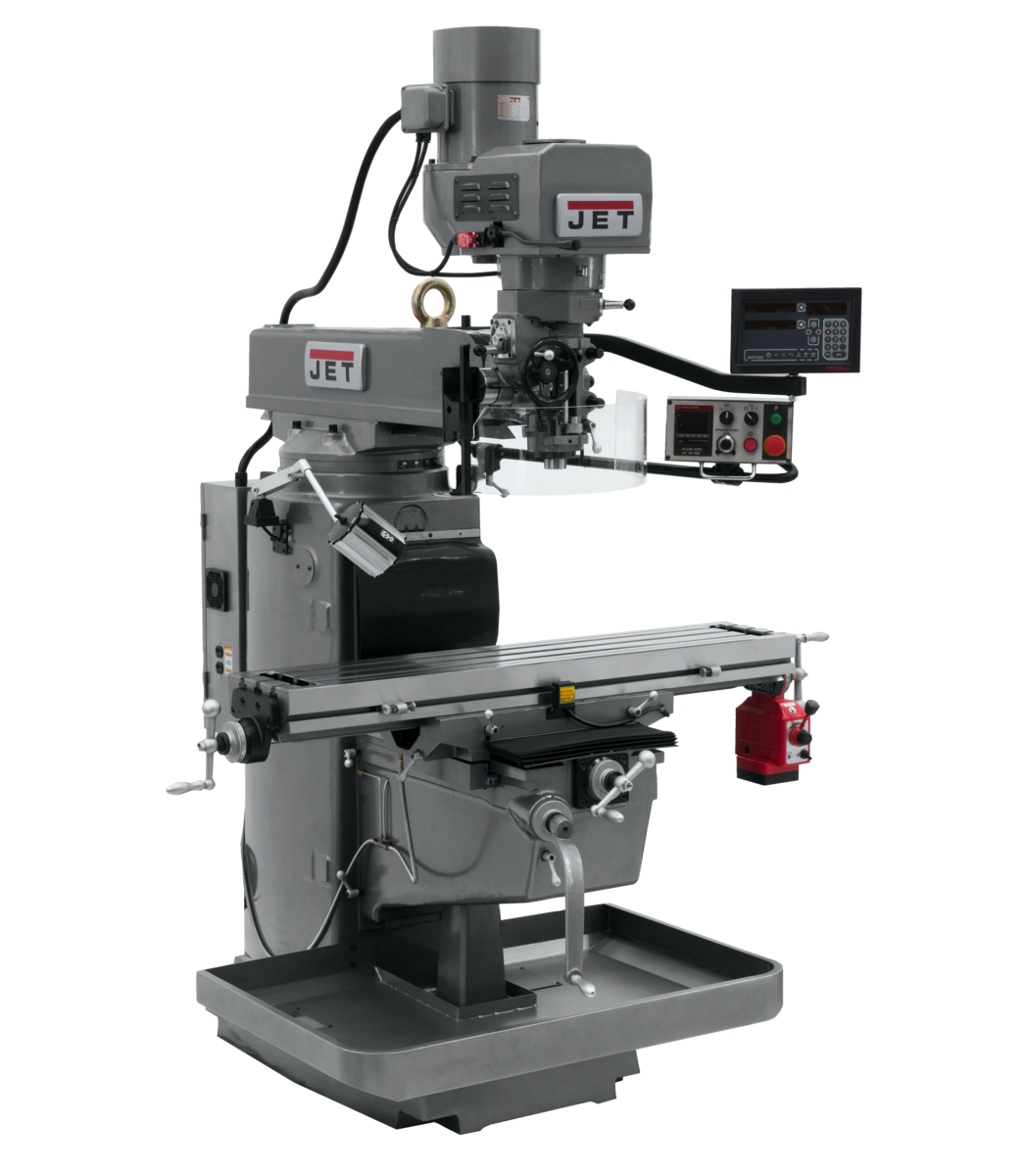 JTM-1050EVS2/230 Mill With 3-Axis Newall DP700 DRO (Knee) With X-Axis Powerfeed