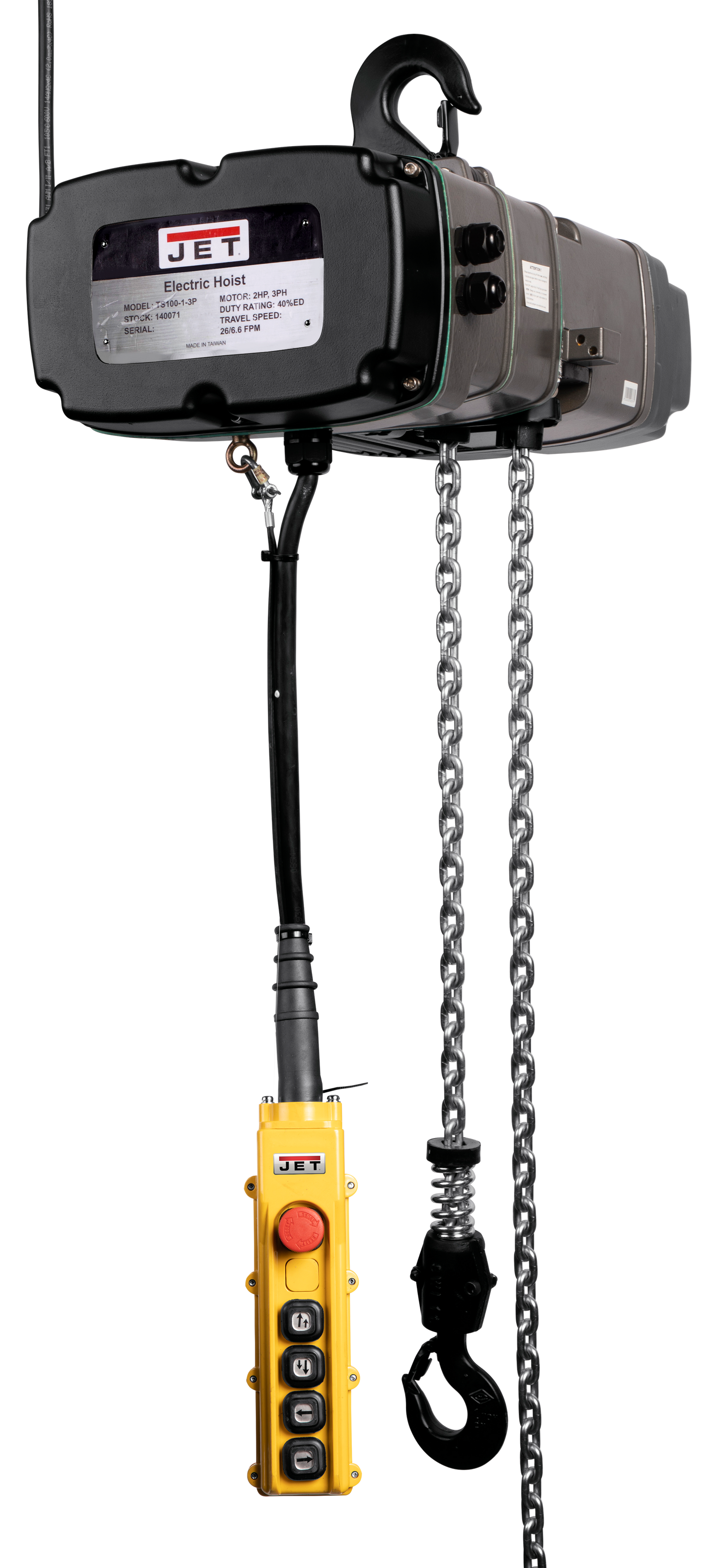 TS300-010 3T Electric Hoist 460V  with Trolley & 4 Button Pendant
