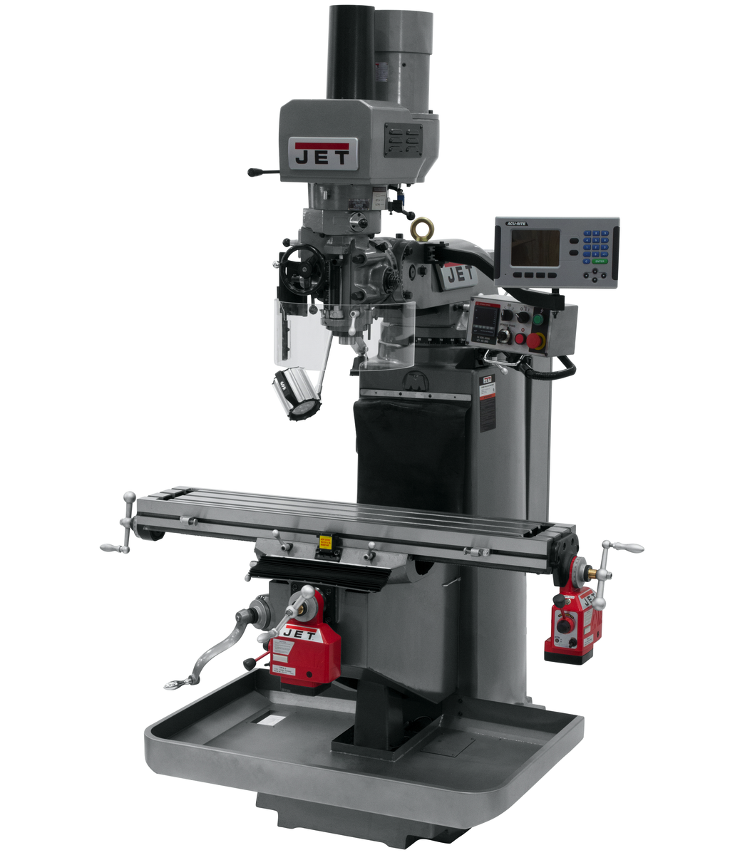 JTM-949EVS Mill With 3-Axis Acu-Rite 203 DRO (Quill) With X and Y-Axis Powerfeeds and Air Powered D