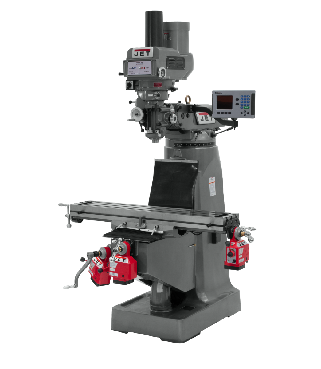 JTM-4VS Mill With 3-Axis ACU-RITE 303 DRO (Knee) With X, Y and Z-Axis Powerfeeds and Power Draw Bar