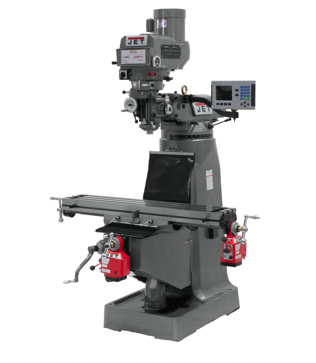 JTM-4VS-1 Mill With 3-Axis ACU-RITE 203 DRO (Quill) With X and Y-Axis Powerfeeds