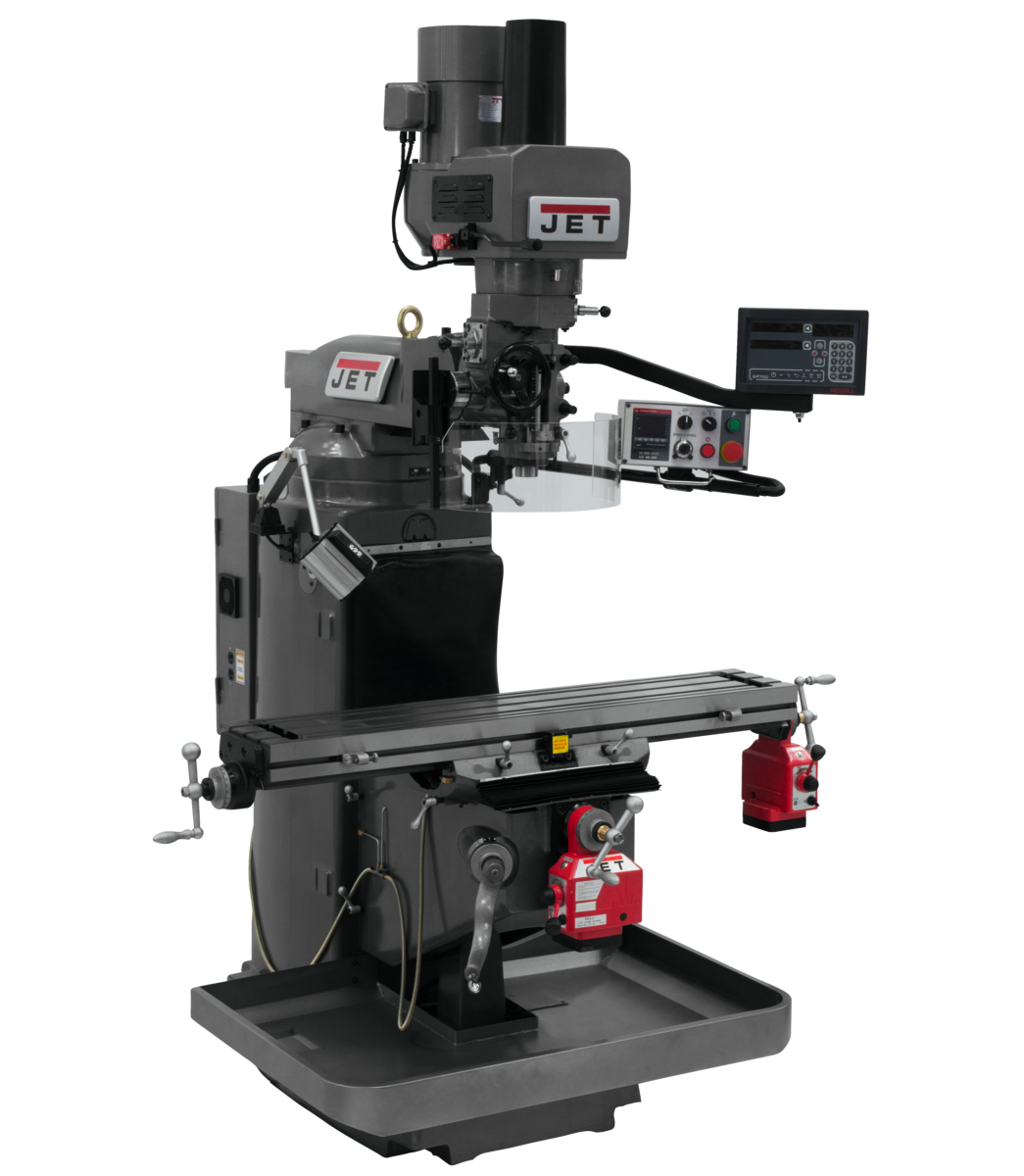 JTM-949EVS Mill With 3-Axis Newall DP700 DRO (Knee) With X and Y-Axis Powerfeeds and Air Powered Draw Bar