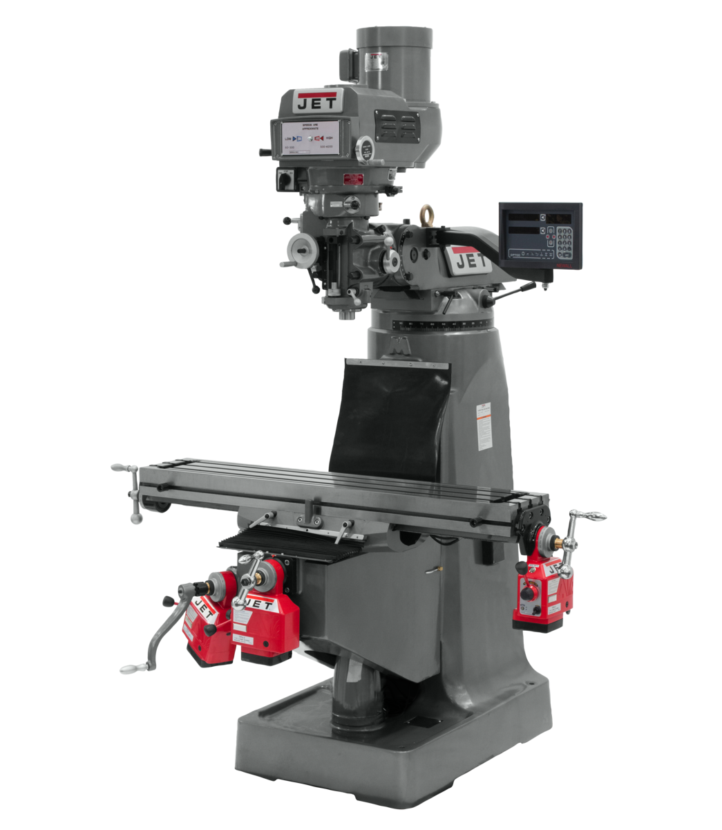 JTM-4VS Mill With 3-Axis Newall DP700 DRO (Knee) With X, Y and Z-Axis Powerfeeds