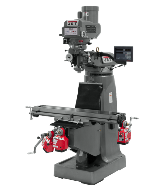 JTM-4VS Mill With 3-Axis Newall DP700 DRO (Knee) With X, Y and Z-Axis Powerfeeds
