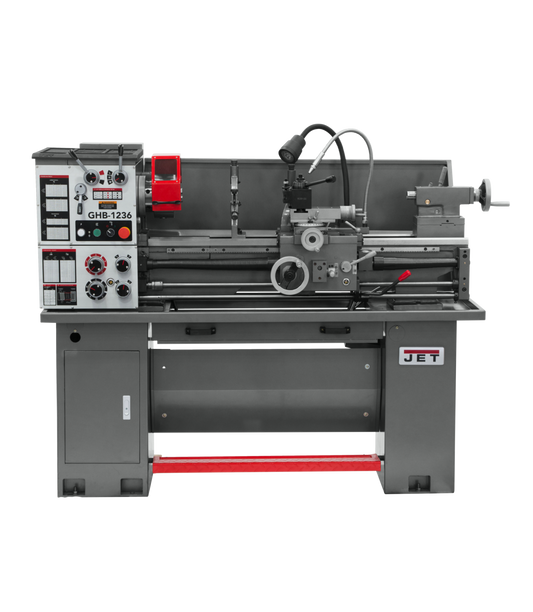 GHB-1236  Geared Head Bench Lathe with Stand & Foot Brake & Newall DP700 DRO