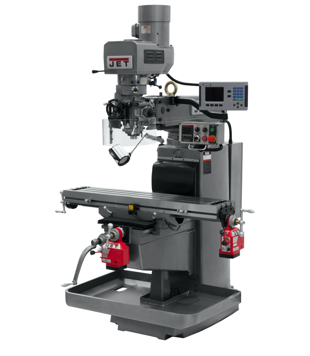 JTM-1050EVS2/230 Mill With 3-Axis Acu-Rite 203 DRO (Knee) With X and Y-Axis Powerfeeds