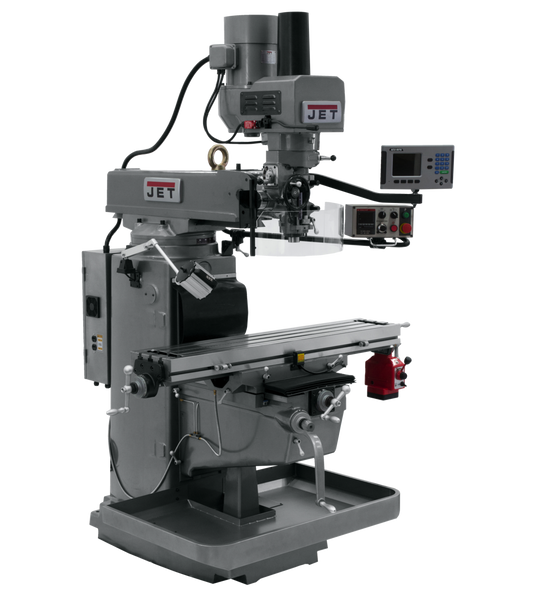 JTM-1050EVS2/230 Mill With 3-Axis Acu-Rite 203 DRO (Knee) With X-Axis Powerfeed and Air Powered Dra
