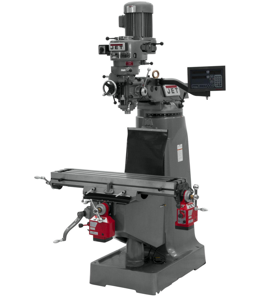 JTM-2 Mill With 3-Axis Newall DP700 DRO (Quill) With X and Y-Axis Powerfeeds
